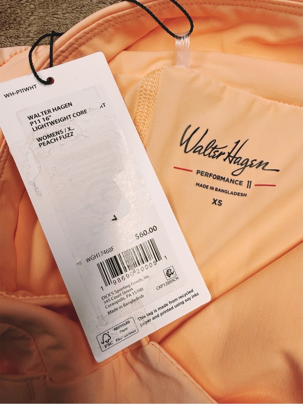 NWT Walter Hagen 16" Lightweight Core Golf Skort in Peach Fuzz, Size XS - Picture 7 of 11